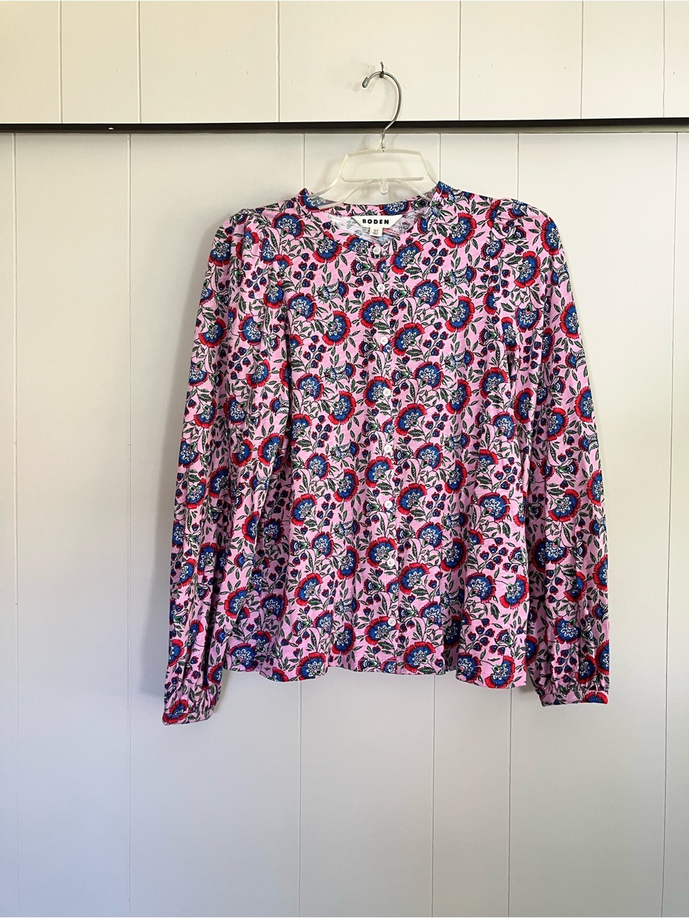 Boden Womens US 6 UK 10 Marina Pink Floral 100% Cotton Button Front Blouse